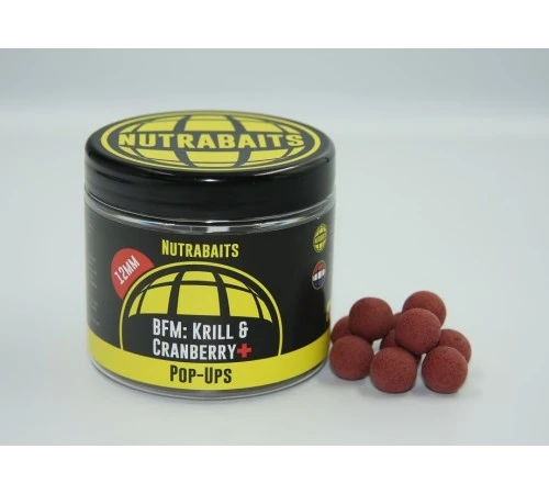 Бойлы плавающие 12мм Nutrabaits Shelf-Life Pop-Ups BFM Krill&Cranberry 12mm