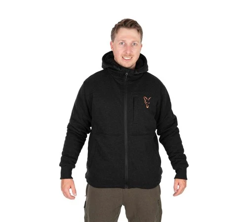Черно-оранжевая куртка с шерпа-флисом Fox Collection Sherpa Jacket Black & Orange