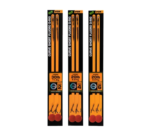 Готовый поводок D-риг на флюрокарбоне Fox EDGES Curve Short Flouro D-Rigs