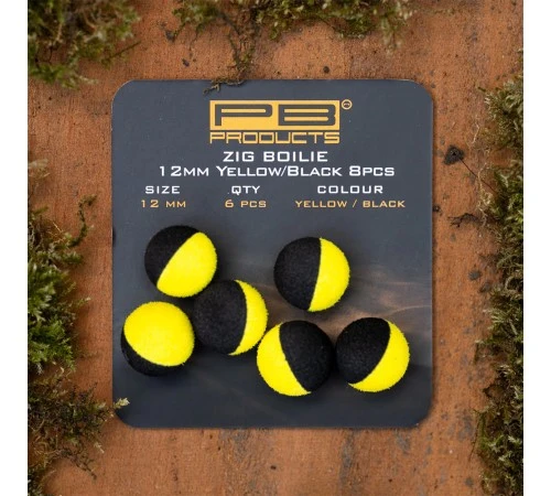 Плавающие насадки PB Products Zig Boilie - Black/Yellow - 6шт