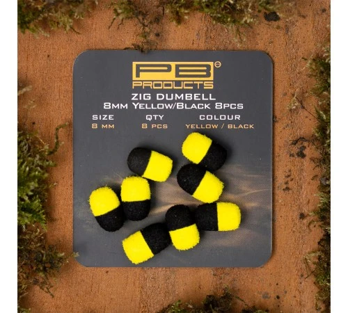 Плавающие насадки PB Products Zig Dumbell - 8mm - Black/Yellow - 8шт