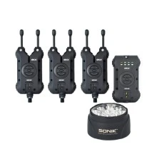 Комплект сигнализаторов поклевки с лампой SONIK SKX 3+1 Set Multicolour + Bivvy Lamp