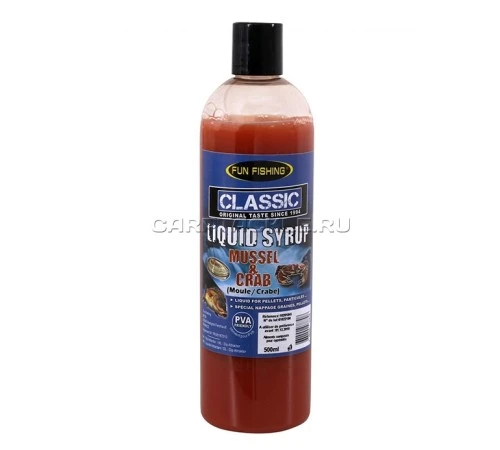 Высокоатрактивный сироп Fun Fishing Classic Liquid Syrup Moule Crab 500ml краб ракушка