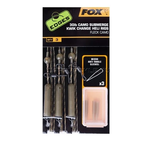 Набор готовых монтажей вертолёт Fox Edges Submerge Camo Leader Heli Rigs Kwik Change Camo